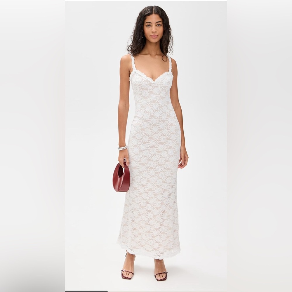 White Lace Maxi Dress with Spaghetti Straps